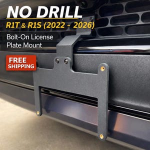 Riv Front License Plate Bracket (2022–2026) — No Drill, Heavy-Duty Mount