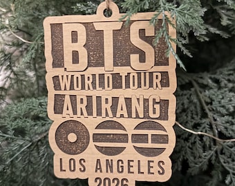 BTS World Tour 2026 Ornament | Personalized City Engraved Wood Concert Keepsake | ARMY Gift | Arirang Tour Souvenir