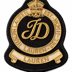 POLO RALPH LAUREN Handmade Embroidered Golden Bullion wire crest patch sew-on for Men & Women