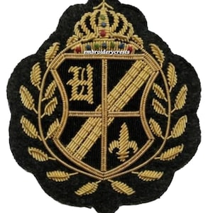 Patch met edelmetaaldraadkroon | Goudgeborduurde badge voor blazers en jacks