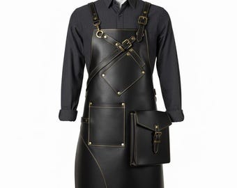 Handmade Leather Work Apron for Chef, Barber & Woodworking