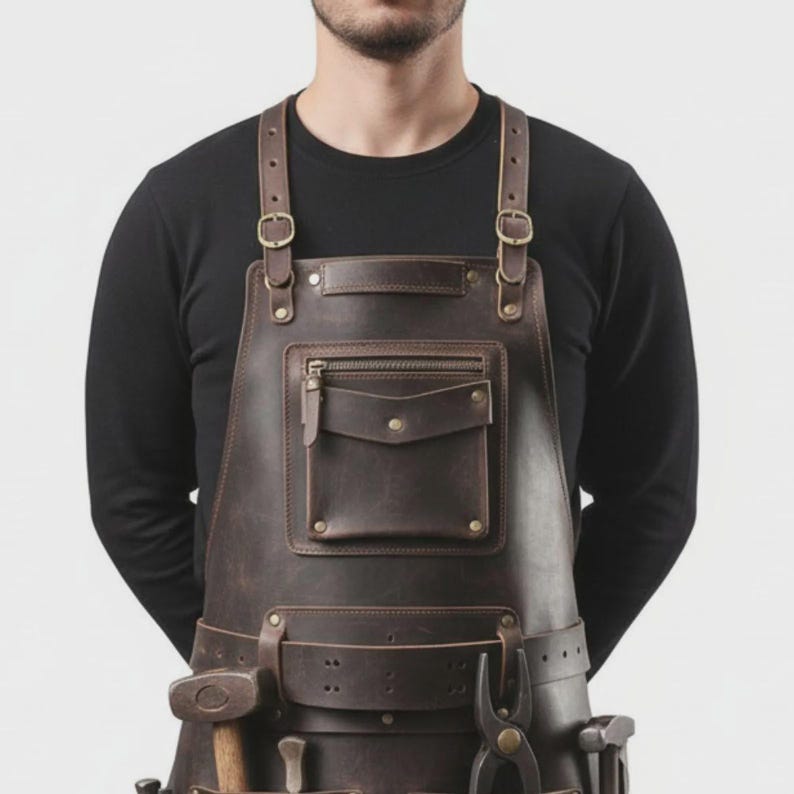 Handcrafted Full-grain Leather Apron | Professional Work Apron With ...