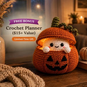 Pumpkin Ghost Crochet Pattern PDF | Halloween Amigurumi, Beginner Pumpkin Plush | Jack O Lantern Decor