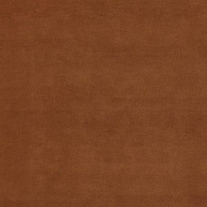 May include: A close-up shot of a solid, textured fabric in a warm, earthy brown color. The material appears to be soft, possibly velvet or suede, with a subtle sheen. The fabric is evenly lit, showing its smooth surface.