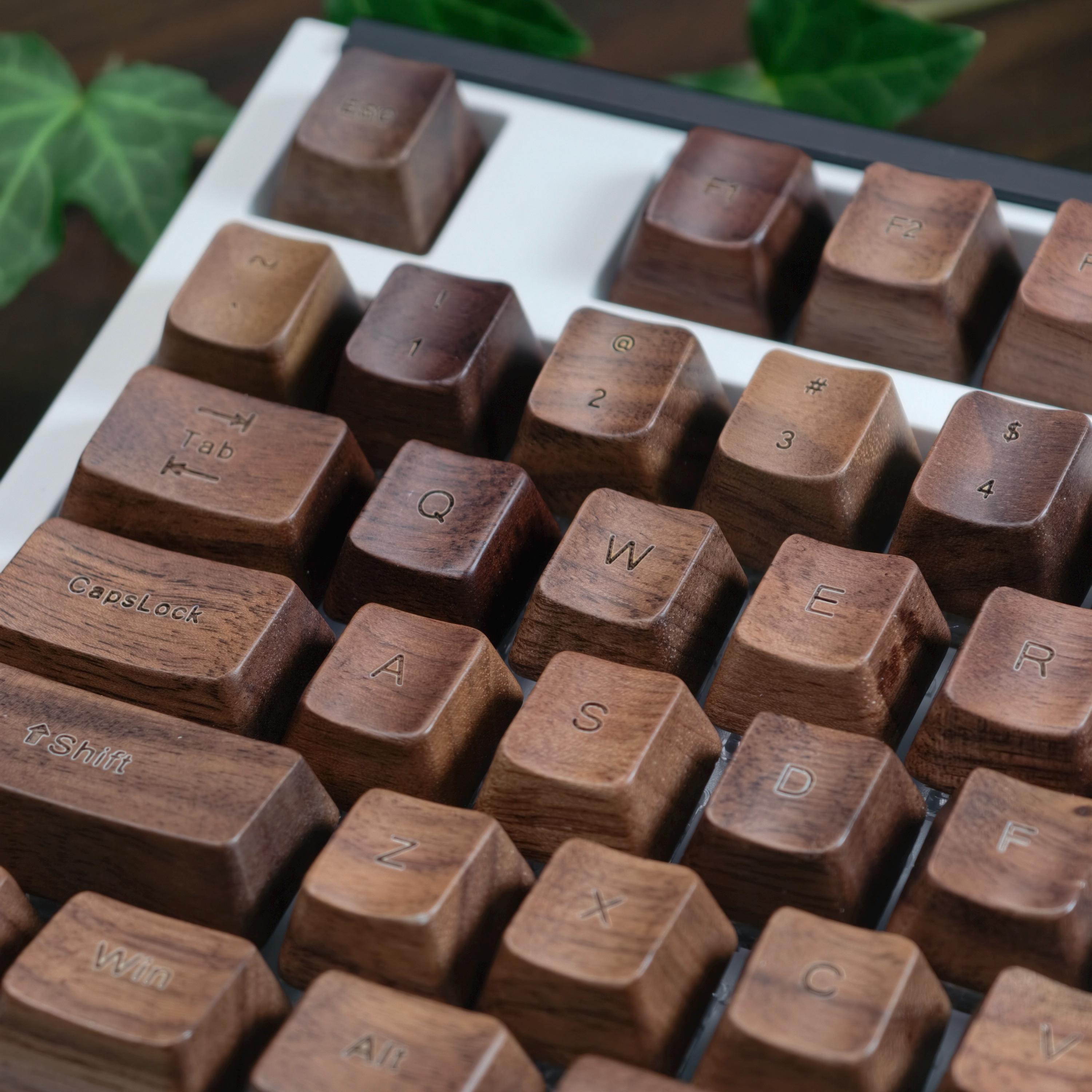 Wooden Pattern Keycaps Natural Wooden Keycap Set | Full Size Keycaps for Cherry MX Mechanical ...