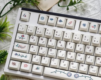 Voynich Manuscript 135 Key Cherry Profile PBT Dye Sublimation Minimalist Keycaps
