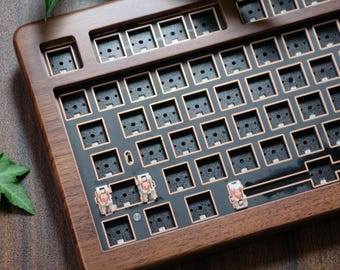 Solid Walnut Wood Custom Mechanical Keyboard Kit Tri-Mode RGB For Cherry MX Switches