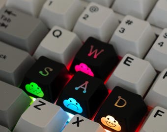 Backlit Emoji WSAD Keycaps - Cross Stem Gamer Set