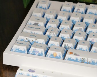 Juego de teclas PBT Ocean Sea Party / 140 teclas, perfil Cherry, impresión por sublimación en 5 caras