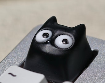 3D Black Cat Resin Keycap - Cross Stem Mechanical Keyboard Replacement