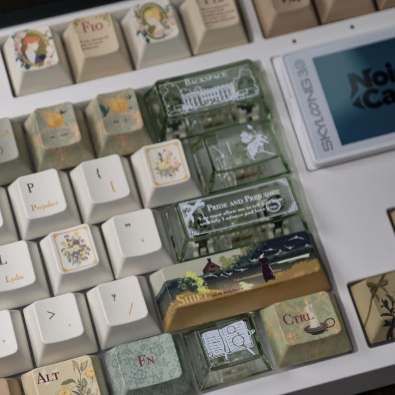 Vintage Pride and Prejudice Keycap Set | Retro Book Lover Cherry Profile PBT Keyboard image 13