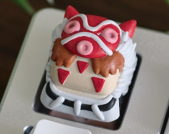 Ghibli Inspired Princess Mononoke Artisan Keycap | Hand Painted Resin Keycap
