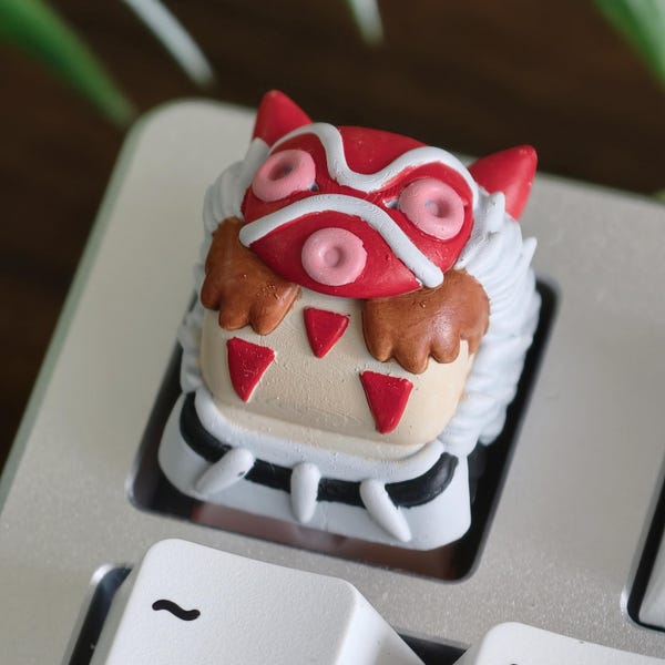 Ghibli Inspired Princess Mononoke Artisan Keycap | Hand Painted Resin Keycap