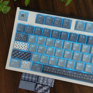 Teclas Vintage Denim Star de 120 teclas, PBT, MOA, perfil Cherry, retroiluminadas para teclados mecánicos.