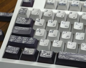 Gothic Dark Artisan Keycap Set 95 Keys PBT For Cherry MX Mechanical Keyboards