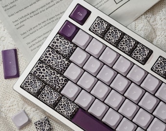 107-Key PBT Keycap Set, Vintage Leopard Print, CK100 Low Profile, 5-Side Dye Sublimation