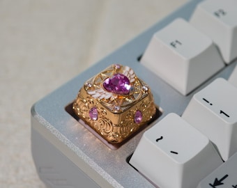 Artisan Heart Crystal Keycap, Metal 1u, Custom Keycaps, Cherry MX, Girlfriend Gift