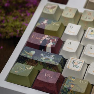 Vintage Pride and Prejudice Keycap Set | Retro Book Lover Cherry Profile PBT Keyboard image 2