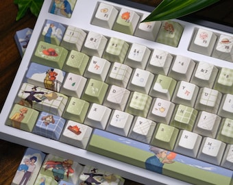 Ghibli Anime Keycap Set 129 Keys PBT For Cross Stem Keyboards | Howl's Moving Castle