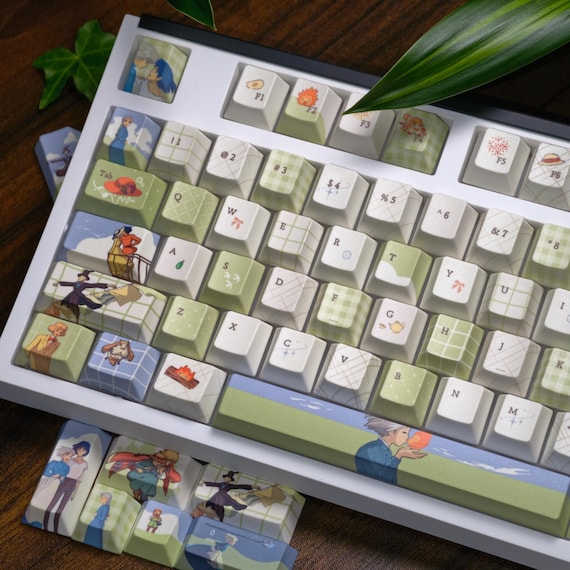 Ghibli Anime Keycap Set 129 Keys PBT For Cross Stem Keyboards | Howl's Moving Castle