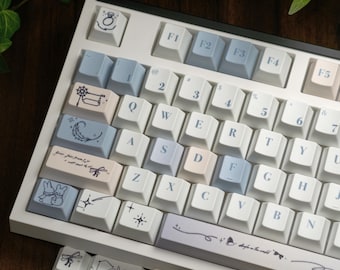 Gentle Bunny PBT Keycaps: Cherry Profile, Dye Sublimation Mechanical Keyboard Set