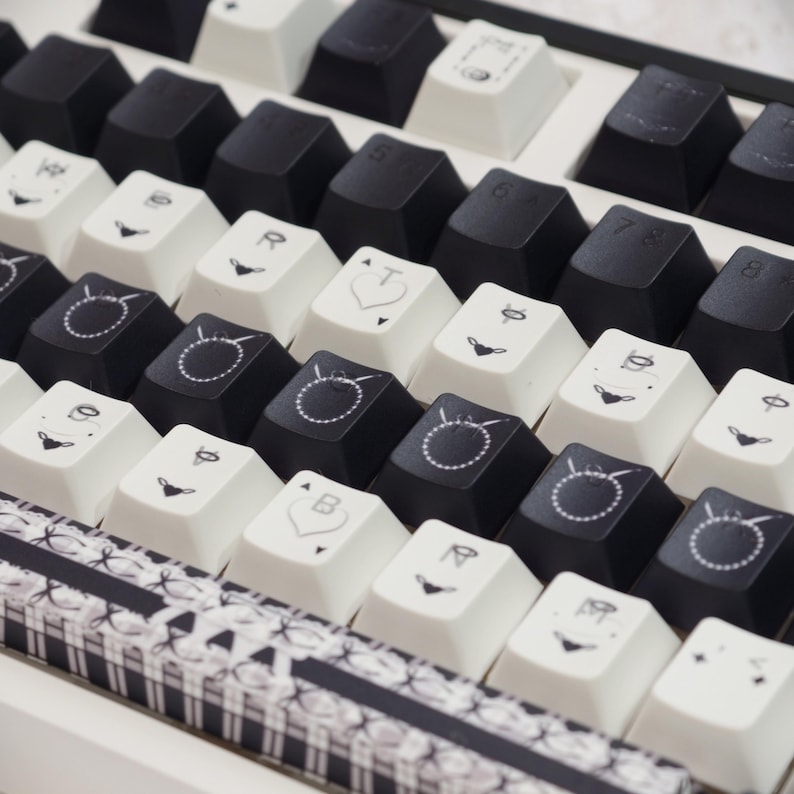 Goth Key Cap Set Gothic Black Nun Inspired Keycap Set, 120-key OEM Profile, PBT, Front ...