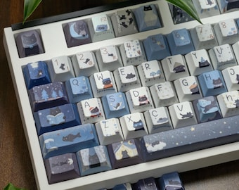 Black Cat Artisan Keycap Set 134 Keys PBT For Cherry MX Mechanical Keyboards