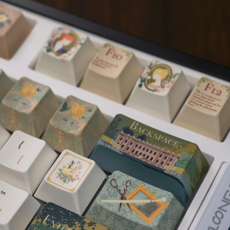 Vintage Pride and Prejudice Keycap Set | Retro Book Lover Cherry Profile PBT Keyboard image 9