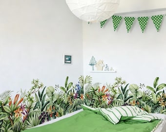 Plant Grass Wall Corner Stickers Jungle plants wall decals Base Board Skirting Line Wall Decals for Bedroom Living Room Staircase Kitchen