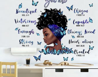 Black Girl Magic Wall Stickers Decals Girls Bedroom Butterfly Kids Room DIY Transparent decal Art Toddler Baby Nursery Afro Door Wallpaper