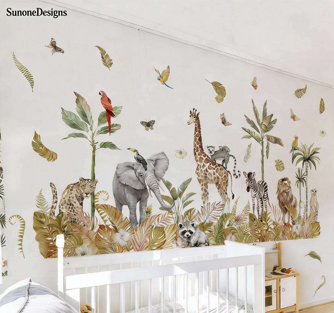 Large Woodland Animals Wall Decals Forest Animals Giraffe Wall Decals ...