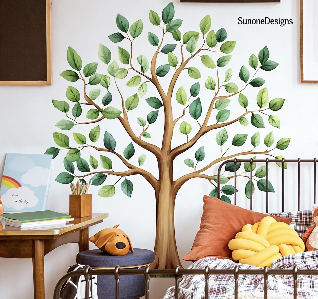 Large Green Tree Wall Stickers,plant Hanging Vine Tree Wall Decals ...