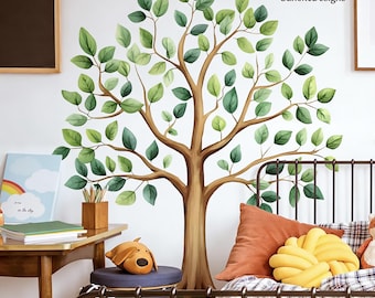 Large Green Tree Wall Stickers,Plant Hanging Vine Tree Wall Decals Plant decals Leaves Branch Wall Murals Decor for Living Room Bedroom