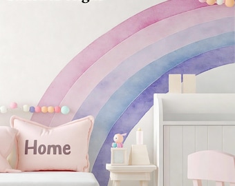 Large Boho Rainbow Wall Decals, Kids Nursery Decor Watercolor Rainbow Nursery Decor ,Removable Kids Room Wall Sticker ,Baby Shower Gift