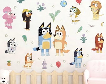 Dog Wall Decals，Peel & Stick Puppy Stickers for Removable Baby Girl Boy Bedroom Stickers Watercolor Playroom