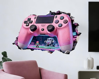 Large 3D Gamer Zone Wall Decals Video Gaming Wall Stickers for Game Lover, Removable Video Game Artwork for Boys Playroom Bedroom Decor