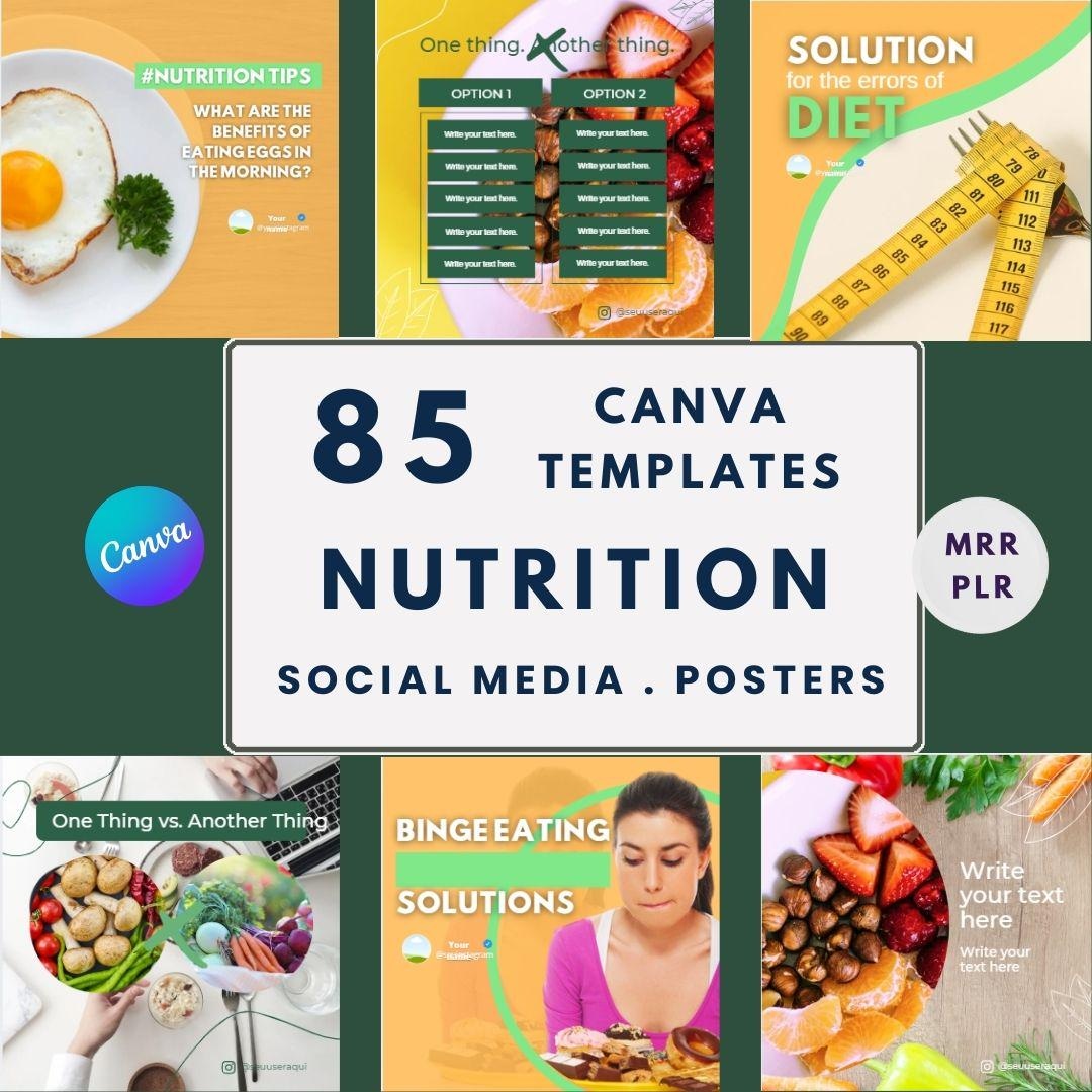 Nutrition Instagram Post Templates – Canva Social Media Kit (85 Designs ...