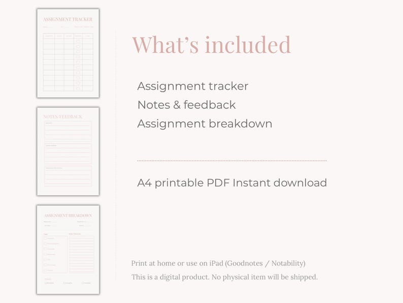 Student Assignment Tracker Printable | University Study Planner ...