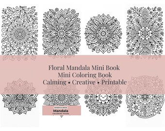 Floral Mandala Mini Coloring Book | Boho Floral Coloring Pages | Stress Relief Adult Coloring | Instant Download