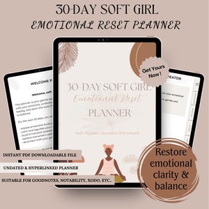 30 Day Emotional Reset Journal for Women •  Mental Health & Overthinking Planner • Digital Wellness PDF