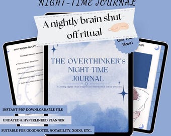 Night Journal for Overthinkers • Calm Your Mind • Guided Anxiety & Sleep Reflection Journal PDF