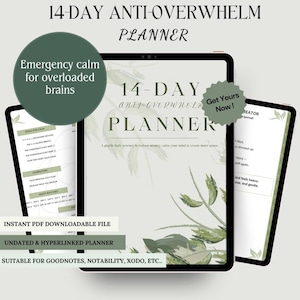 14 Day Overwhelm Reset Journal • Guided Anxiety & Stress Relief • Printable Mental Health PDF