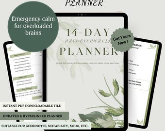14 Day Overwhelm Reset Journal • Guided Anxiety & Stress Relief • Printable Mental Health PDF