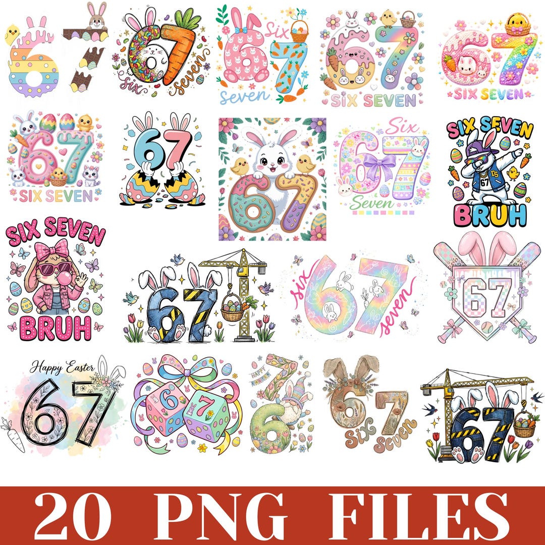 67 Easter Bunny PNG, Funny Six Seven Easter Clipart, Happy Easter ...