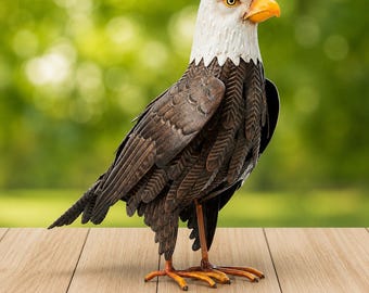 Handmade Eagle Yard Art, Large Metal Bird Sculpture for Garden, Porch, Farmhouse and Outdoor Decoration