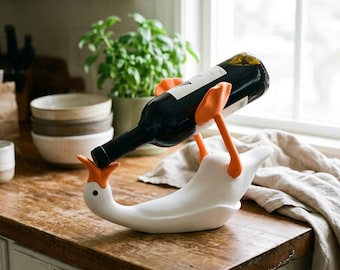 Soporte para botellas de vino con forma de ganso, accesorio de bar de resina, decoración de cocina divertida.