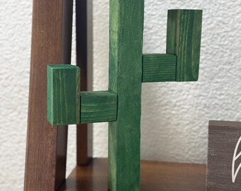 Wood Stained Saguaro Cactus Home Desert Decor