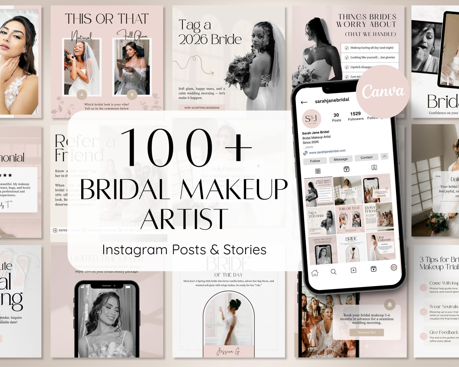 100+ Bridal Makeup Artist Canva Templates | Instagram Post & Story ...