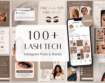 Professional Lash Tech Instagram Templates | Canva Posts & Stories (Digital Download)