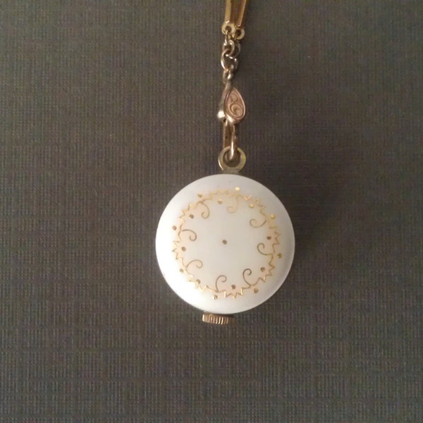White Enamel Bucherer Watch Pendant Necklace